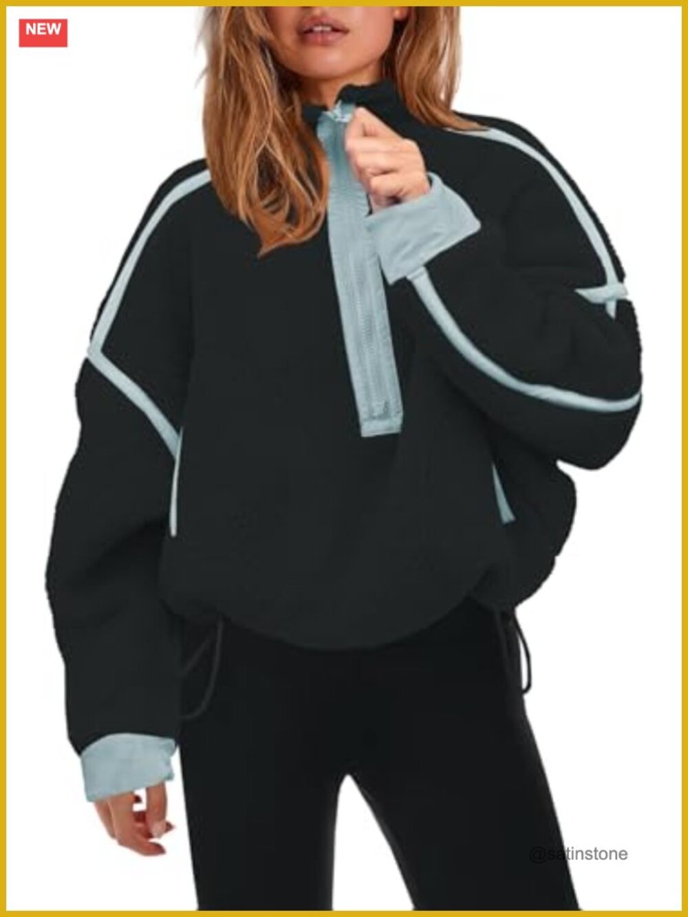 Women's Half Zip Fleece Pullover Sherpa Jacket Polyester Blend